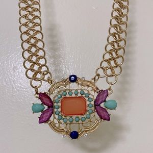 Multicolored gold chunky necklace